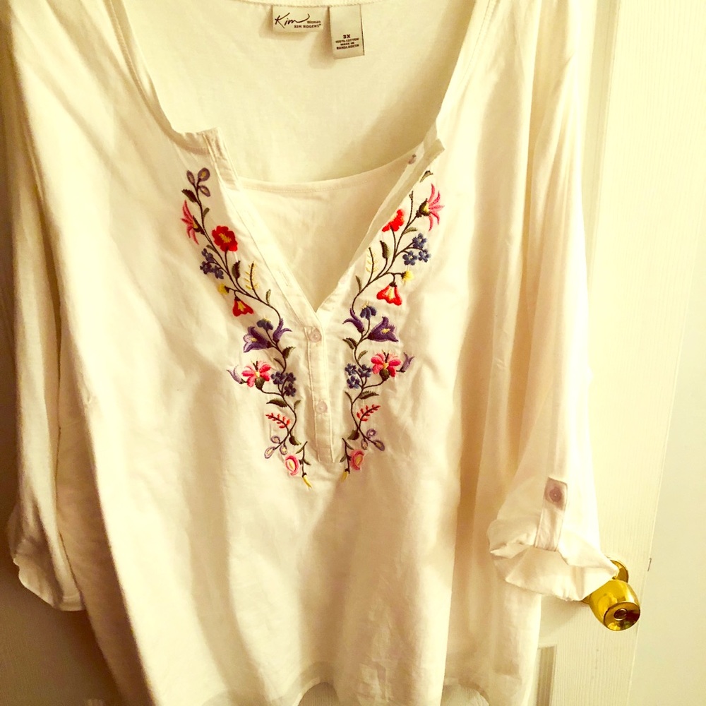Layered look floral embroidered